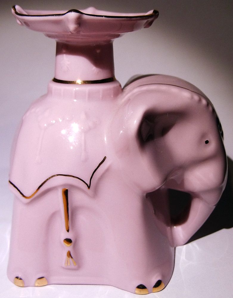 Slon - zvonek z růžového porcelánu JSK Stružná